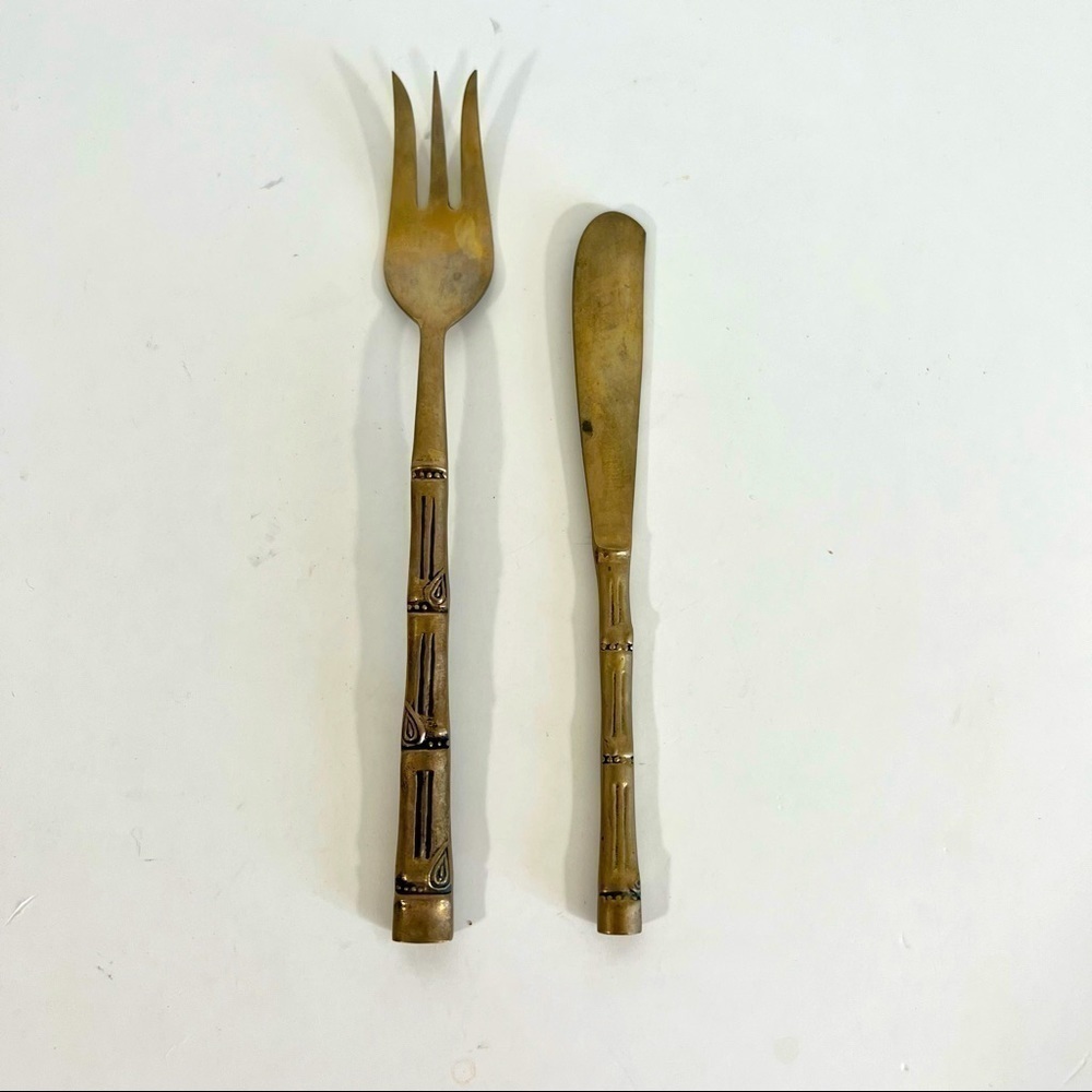 Vintage Gold Cheese Fork Knife